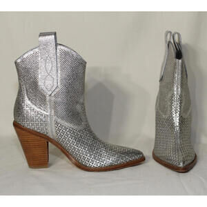 Sigerson Morrison Silver Cowboy Boots 37 1/2